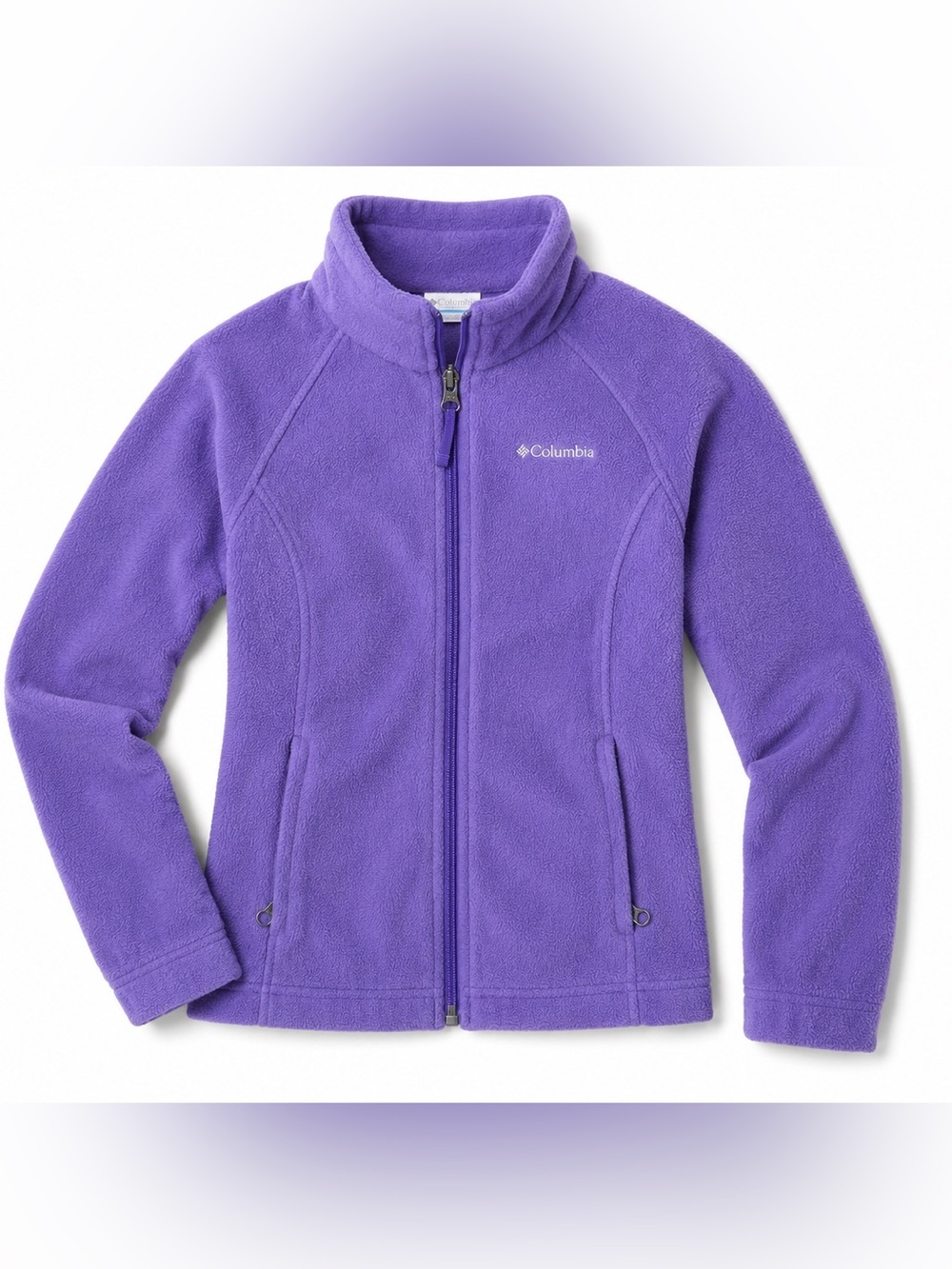 Columbia Girls Purple Fleece Jacket Size 7/8 Small Full Zip Outdoor
